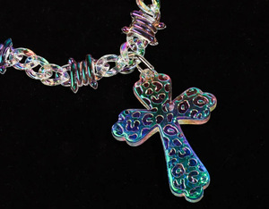 Bijoux Hip Hop pour adolescents garçons pendentif croix personnalisé gros tour de cou clair jésus Laser UV Cool collier chaînes de mode QH - Product Image 6