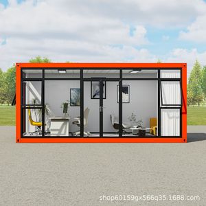 Bureau conteneur pliable rectangulaire au design moderne avec mur en verre pour espace de travail temporaire - Product Image 1