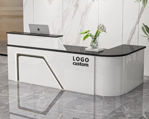 Comptoir de réception moderne blanc pour hôtel, salon ou bureau, avec logo personnalisé, table d'accueil commerciale - Product Image 4