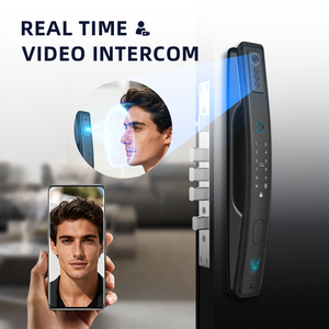 Serrure intelligente <span class=keywords><strong>WiFi</strong></span> UIELOCK QB70 avec reconnaissance faciale 3D, caméra œil <span class=keywords><strong>de</strong></span> chat, déverrouillage par empreinte digitale, carte IC, <span class=keywords><strong>mot</strong></span> <span class=keywords><strong>de</strong></span> <span class=keywords><strong>passe</strong></span>, interphone vidéo, compatible bois et Cloud - Product Image 4