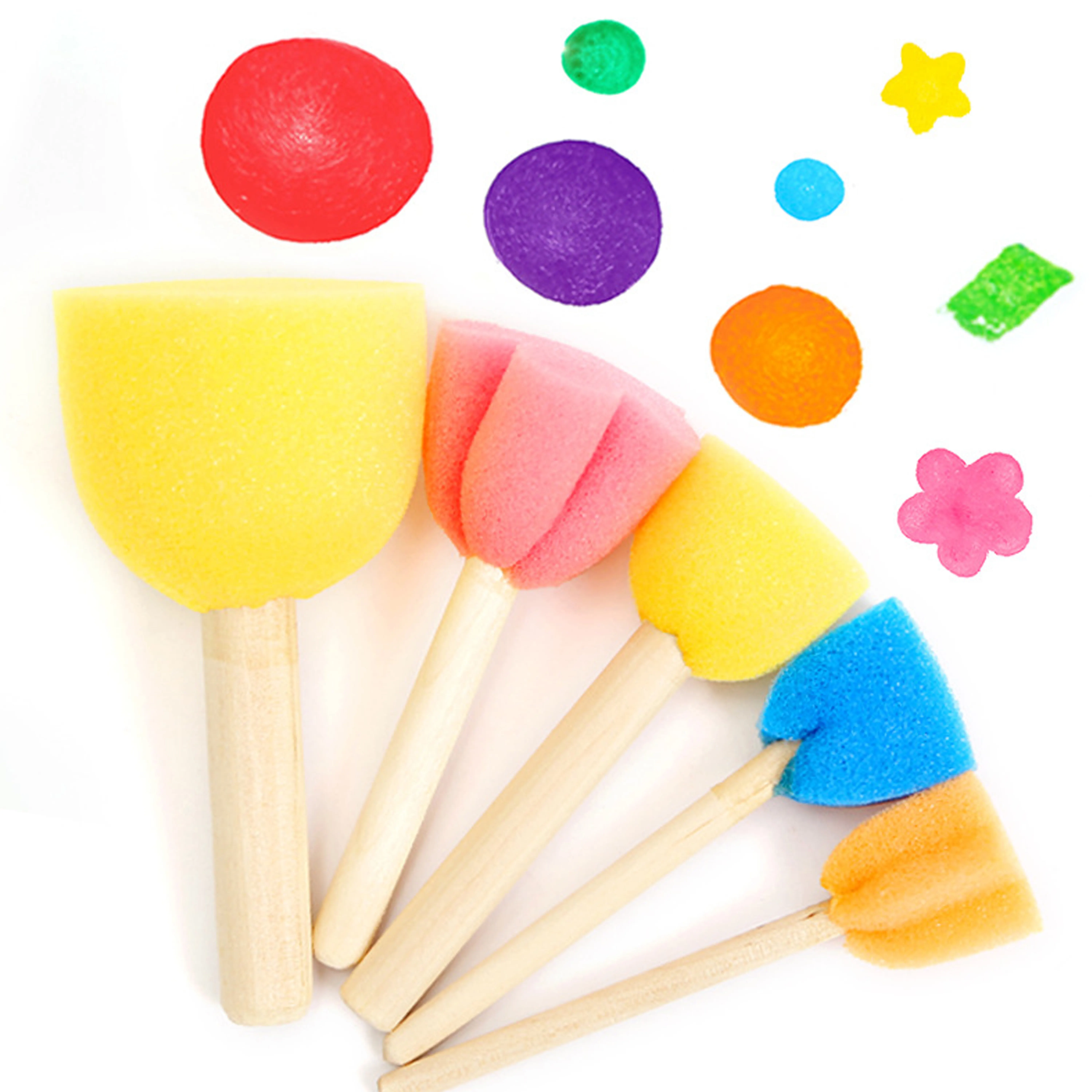 5pcs Sponge Brush Set DIY Painting Sponges Children Drawing Watercolor Brushes with Wood Handle For Art Supplies Artist Brush