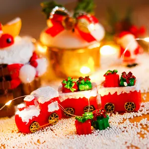Decoração de natal Em Miniatura de Resina para a Decoração Home Figuras de Animais crianças Brinquedo de Presente de Natal do Boneco de neve de Papai Noel
