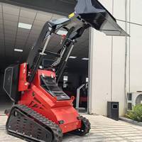Mini-chargeuse sur chenilles SMT-450 améliorée avec nivellement automatique du godet pour projets de jardinage, aménagement paysager et creusement de fossés