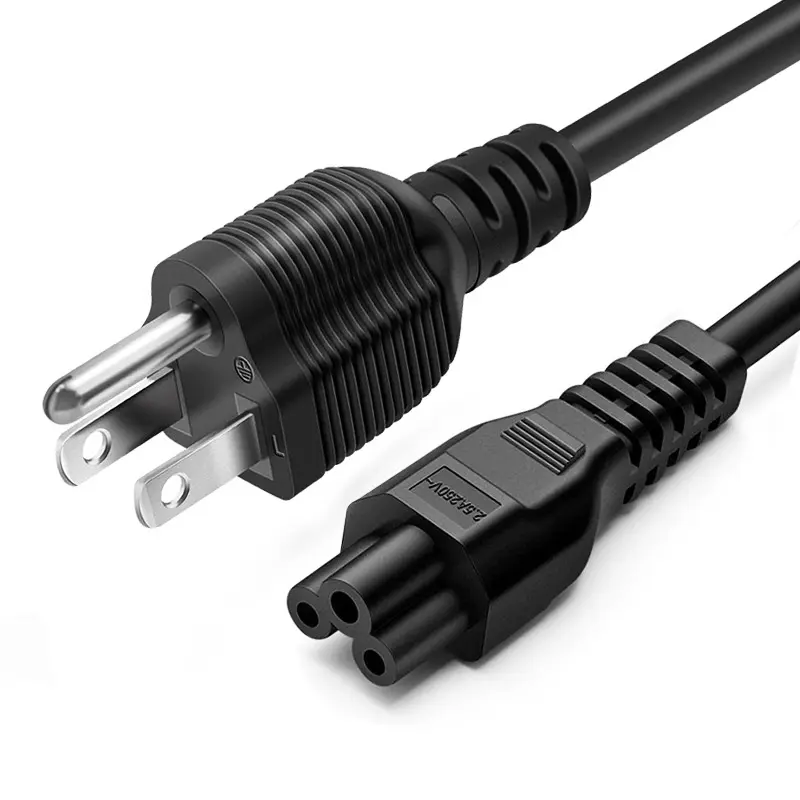 EUA macho para macho 3 rodada pin Prong AC Cabo de Alimentação IEC320 C5 para NEMA 5-15P Cabo de Alimentação para Laptop Notebook Computer