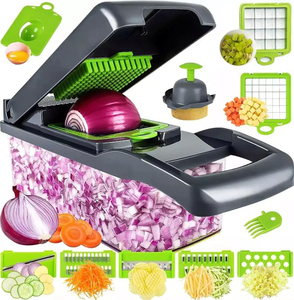 16-Piece Plastic Food Chopper Onion Slicer Fruit Carrot Veggie Dicer <b>Cutter</b> Manual Mandoline Machine <b>Vegetable</b> Chopper Stainless - Product Image 1
