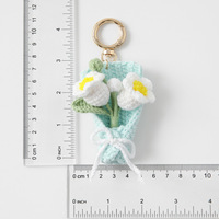 Porte-clés Bouquet de Fleurs au Crochet, Cadeau, Porte-clés Fleur Tricotée à la Main pour Remise de Diplôme, Breloque Amigurumi, Personnalisé