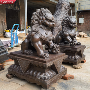 Taman luar ruangan logam besar kuningan Foo perunggu patung anjing patung singa Cina - Product Image 5