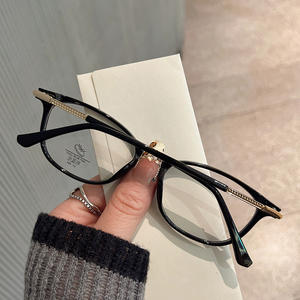 Gafas de vista ovaladas de montura completa Qianai para mujer, montura de acetato TR con protección contra luz azul y rayos UV JS7-2-52002 - Product Image 1