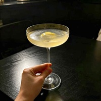 Verre à cocktail en cristal, style japonais classique, en forme de soucoupe peu profonde, à large ouverture, sans pied, capacité 201-300 ml