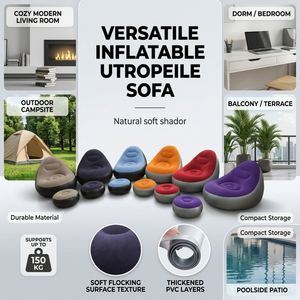 Portable Outdoor Camping <b>Inflatable</b> <b>Sofa</b> Set Waterproof Flocked Air Couch With Footrest Lazy Recliner for Backyard Travel - Product Image 3