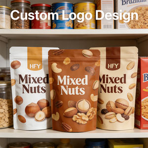 Emballage souple biodégradable de qualité alimentaire imprimé sur mesure, sachet debout avec fermeture éclair, amandes grillées, cacahuètes, mélange de fruits secs, sachets de noix - Product Image 2