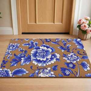 Alfombra de Entrada para Exterior con Diseño Retro de Flores, Imitación de Fibra de Coco, 30x48 Pulgadas, Lavable - Product Image 3