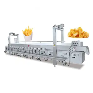 Continuous Conveyor Banana Plantain Fryer Potato Chips Fryer Frying Machine Twist Churros Frying Machine