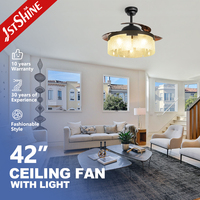 Ventilador de Techo 1stshine de 42 Pulgadas, Retráctil, con Luz, Flujo de Aire Potente, Diseño Elegante de Grado Profesional, con Aspas Ocultas