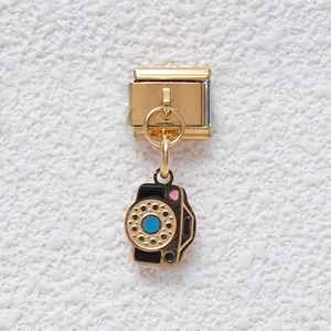 Nuevo Charm Italiano de Acero Inoxidable 2025, Bañado en Oro de 18k, con Esmalte de Color y Huellas de Amor, para Pulsera - Product Image 4