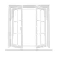 Ventana Abatible de Aluminio con Rotura de Puente Térmico, Doble Acristalamiento, Insonorizada, Ahorro de Energía, Tamaño Personalizado para Viviendas y Residencias