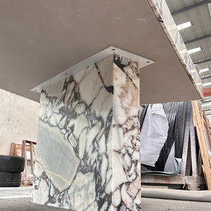 <span class=keywords><strong>Table</strong></span> à manger de luxe en marbre blanc éléphant avec finition aiguisée meubles en pierre naturelle pour cuisine d'hôtel - Product Image 6