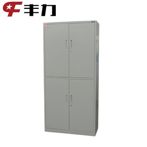 Armoire de rangement pour vêtements en acier gris uni à 4 portes, style moderne, meuble en métal, placard pour salle de sport, extérieur, école - Pliable - Product Image 2