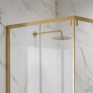 Box Doccia Kamalu KSA1000G Oro Satinato 90x120 Doppia Porta Scorrevole Vetro 8mm con Telaio in Acciaio Inox Finitura Spazzolata Include Telaio - Product Image 4