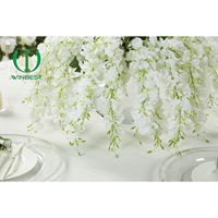Décoration de plafond en glycine artificielle en soie crème en gros, centres de table pour mariage, décorations de table pour réception de mariage