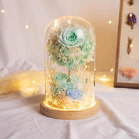 Arbre à vœux en dôme de verre avec roses et hortensias préservés - Fleurs éternelles pour la Saint-Valentin, les remises de diplômes et les cadeaux de Noël