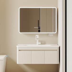 Miroir de salle de bain moderne avec structure en nid d'abeille en aluminium, éclairage LED, rangement latéral créatif, vasque de salle de bain incurvée de petite taille pour <span class=keywords><strong>balcon</strong></span> - Product Image 2