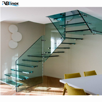 Nouveau design Escalier intérieur flottant avec verre Escalier en verre flottant Escalier en verre en bois design moderne