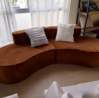 Ensemble de canapés modulaires carrés en mousse multi-places, brun caramel, rose pastel, moderne, en tissu, pour salon