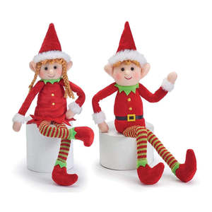 Plüsch-Weihnachtselfen-Set mit Jungen- und Mädchen-Elf, Stofftier mit biegsamen Armen und Beinen, lustige Weihnachtsdekoration - Product Image 5
