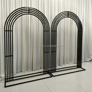 Arche de fond moderne en métal noir décoration de fond de scène de mariage pour événement de mariage - Product Image 3