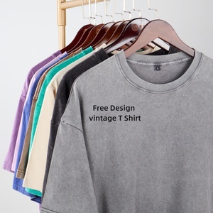 OEM Wholesale TKAN197 Heavyweight Cotton Men's Oversized <b>Tshirt</b> 260 Grams Acid Wash Stone Dtg Print Tee <b>Vintage</b> Custom Logo - Product Image 1