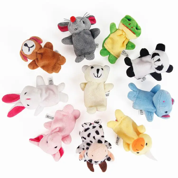 Fábrica de juguetes de peluche de alta calidad de la venta al por mayor personalizado Animal de peluche marioneta de dedo para niños educación juguetes de envío de la gota