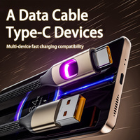 Kabel USB Type C 65W PD Pengisian Cepat 48 Kabel Data Pengisian Daya Ponsel Nilon Terjalin untuk Tablet 15 16 17 Lampu LED Berpendar