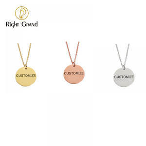 Kalung liontin diy bulat geometris besi tahan karat cermin kalung liontin logo khusus pribadi - Product Image 6