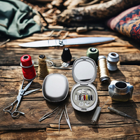 Mini kit de couture portable avec miroir intégré, enfile-aiguille, petit ensemble de fils de secours pour voyage, boîte d'accessoires de réparation DIY