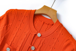 <span class=keywords><strong>Abito</strong></span> estivo <span class=keywords><strong>in</strong></span> <span class=keywords><strong>maglia</strong></span> vuota da donna a manica corta elegante aderente aderente naturale con bottone dolce - Product Image 3