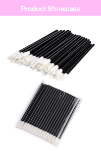 Brocha de Labios Desechable de Nailon Negro Flocado, Herramienta Plana para Aplicación de Brillo Labial, Uso en Belleza - Product Image 5