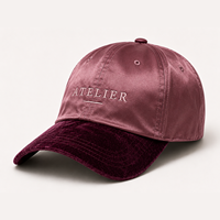 Gorra de Béisbol de Satén de Alta Calidad con Visera de Terciopelo en Contraste, Letra Bordada, Unisex, Estilo Duckbill, Logotipo Personalizado, OEM, ODM