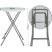 Table Haute de Bar Ronde Pliante d'Extérieur en Plastique HDPE 60/80 Portable pour Mariages, Hôtels, Événements et Cocktails