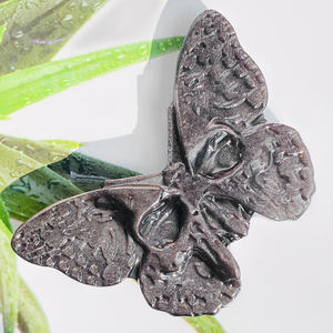 Grosir alami dipoles kupu-kupu kristal ukiran penyembuhan perak batu Obsidian permata tengkorak ukiran ornamen untuk dekorasi - Product Image 5