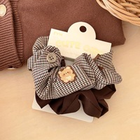 Élastiques à cheveux en tissu écologiques à carreaux pour filles, haute élasticité, style nœud, pour queue de cheval, pour fête
