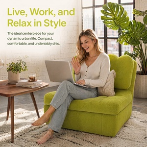 Sillón Cama Convertible Moderno de Tela Verde, Sofá Cama Individual Extraíble, Mueble Multifuncional para Ahorrar Espacio en la Sala de Estar - Product Image 5