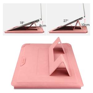 Vente en gros d'usine, étui pour ordinateur portable de haute qualité OEM/ODM, sac en cuir PU, angle réglable avec support, 14 pouces, PC rose - Product Image 5