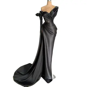 AL1631 2023 new black satin long party ceremony dress mother of the bride dresses for wedding women elegant evening gown dress