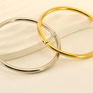 Round Smooth <b>Plain</b> <b>Ring</b> Bracelet for Women, Simple Stainless Steel Bracelet That Does Not Fade for Women Fashion Jewelry - Product Image 4