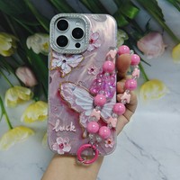 Étui de téléphone portable papillon pour Iphone X Xr Xs Max 11 12 13 14 15 16 17 Pro Max Air, pochettes de téléphone avec chaîne
