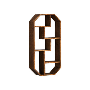Estante de Exhibición de Madera Sólida para Pared, Forma Geométrica, Moderno y Minimalista, Estante de Almacenamiento para Sala de Estar con Múltiples Compartimentos - Product Image 1