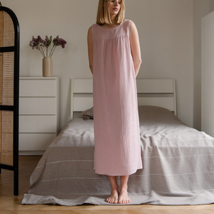 <span class=keywords><strong>Camicia</strong></span> <span class=keywords><strong>da</strong></span> <span class=keywords><strong>Notte</strong></span> Lunga Oversize Senza Maniche per Donne in Gravidanza, Abito Casual in Lino Stropicciato per Casa, Abbigliamento Comodo per Gravidanza - Product Image 1