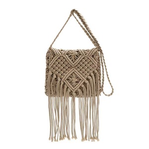 Borsa da Spiaggia Estiva Bohémien in Poliestere Intrecciato, Tracolla Quadrata per Donna, Apertura Singola - Product Image 4