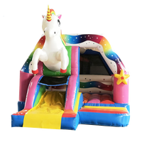 Toboggan gonflable commercial Delilai et trampoline combinés, motifs licorne et lune, en PVC, certifié CE, capacité 8 personnes
